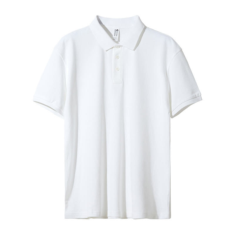 Men’s Casual Solid Color Simple Polo Shirt - White - 4XL - image 3
