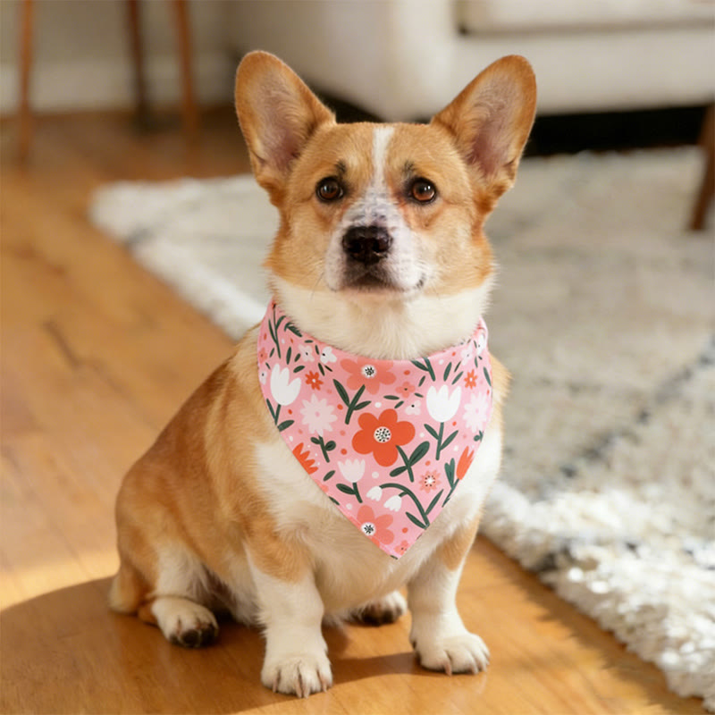 Cute Floral Pattern Prints dog and cat bandana - 6 - 45*45 - image 9