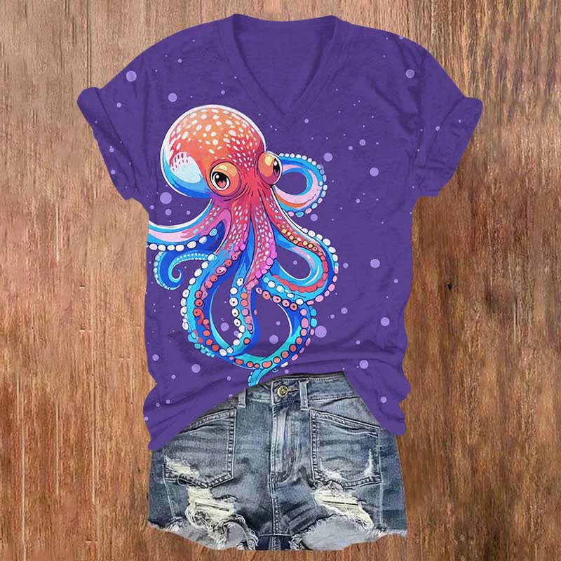 Japanese Funny Bubble Octopus Art Print Pocket Loose Pants - Purple - US32-34(5XL) - image 3