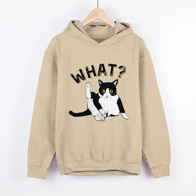 Unisex Cat Question Mark Pattern Long Sleeved Hoodie - Apricot - US44-46(8XL) - image 4