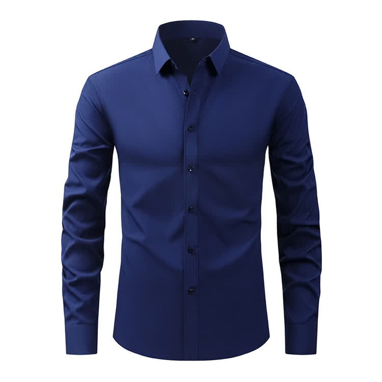Gentle Office Man High Elasticity Non-iron Thin Shirt - Navy Blue - 3XL - image 27