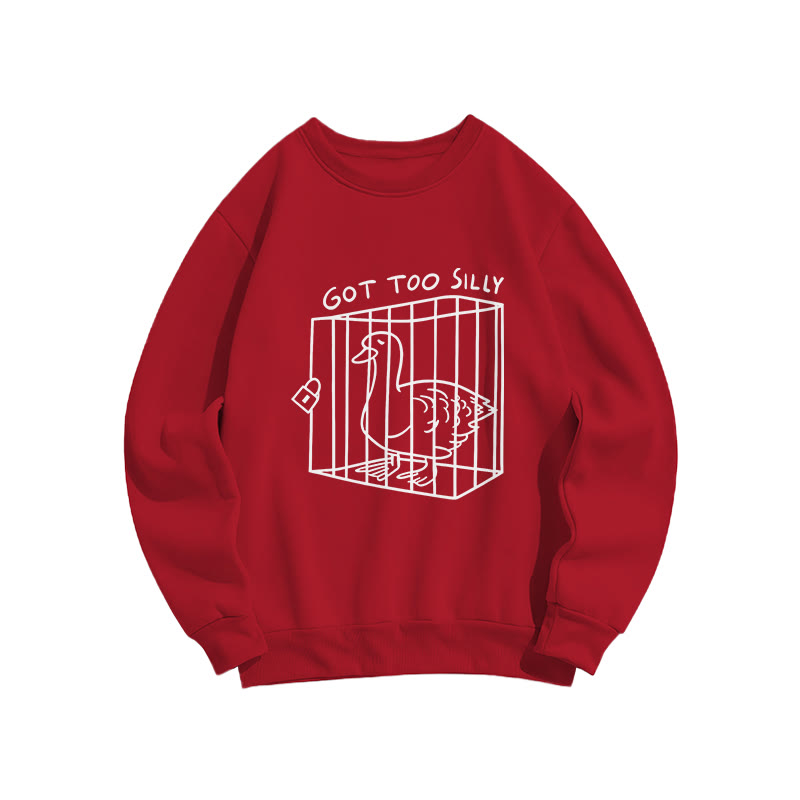 Got Too Silly Duck Pattern Crew Neck Sweatshirt - Red - US16-18(2XL) - image 6