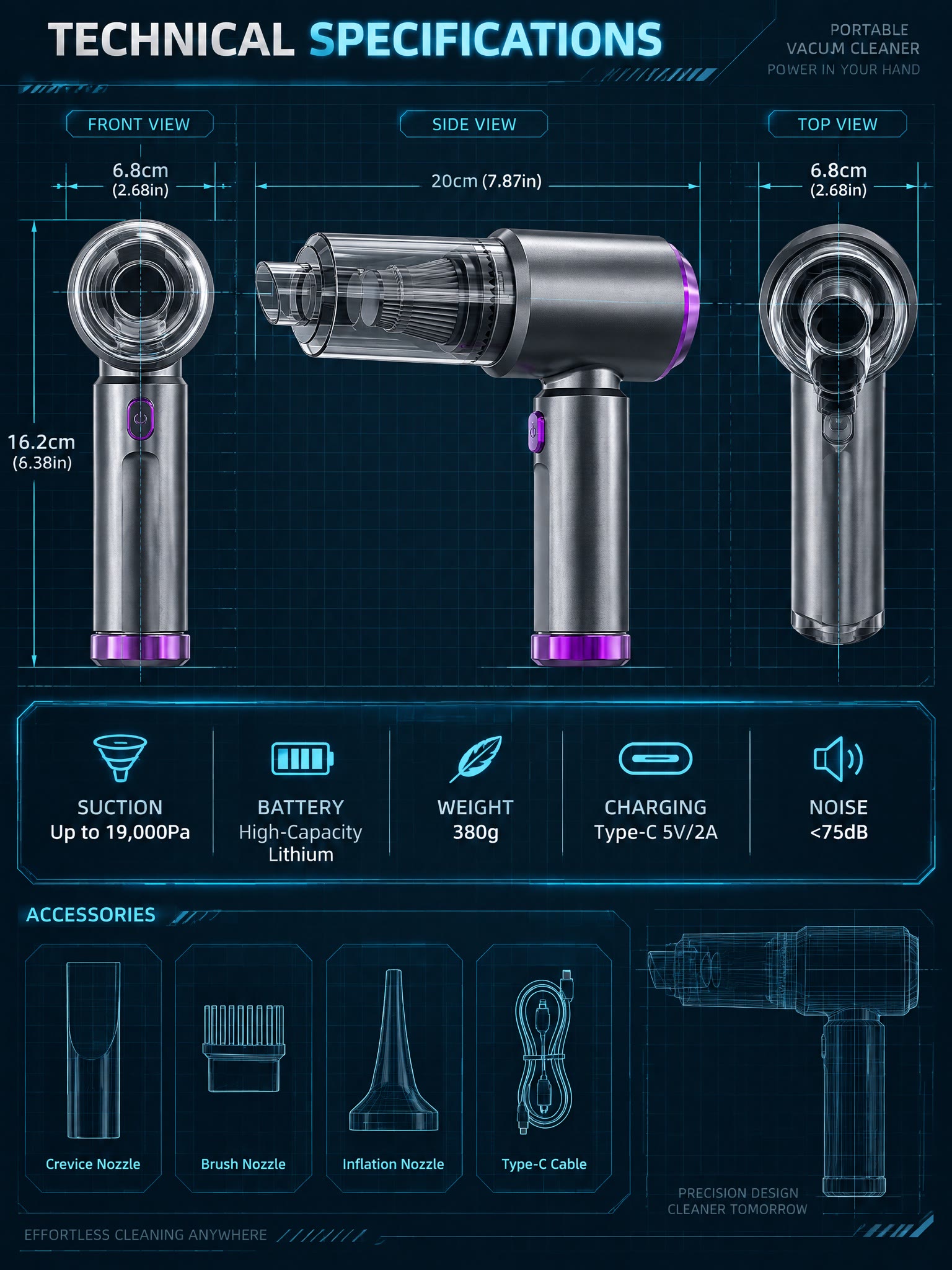 32,000Pa Powerful Cordless Car Vacuum Cleaner - image 21