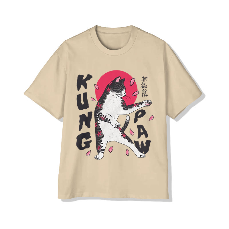 Unisex Kung Paw Short Sleeve Crew Neck T-shirt - Apricot - 2XL - image 4