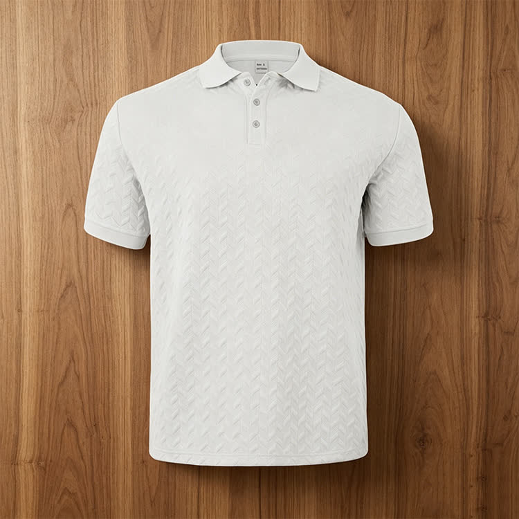 Cozy Solid Classic Texture Short-sleeve Button Polo Shirt - image 10