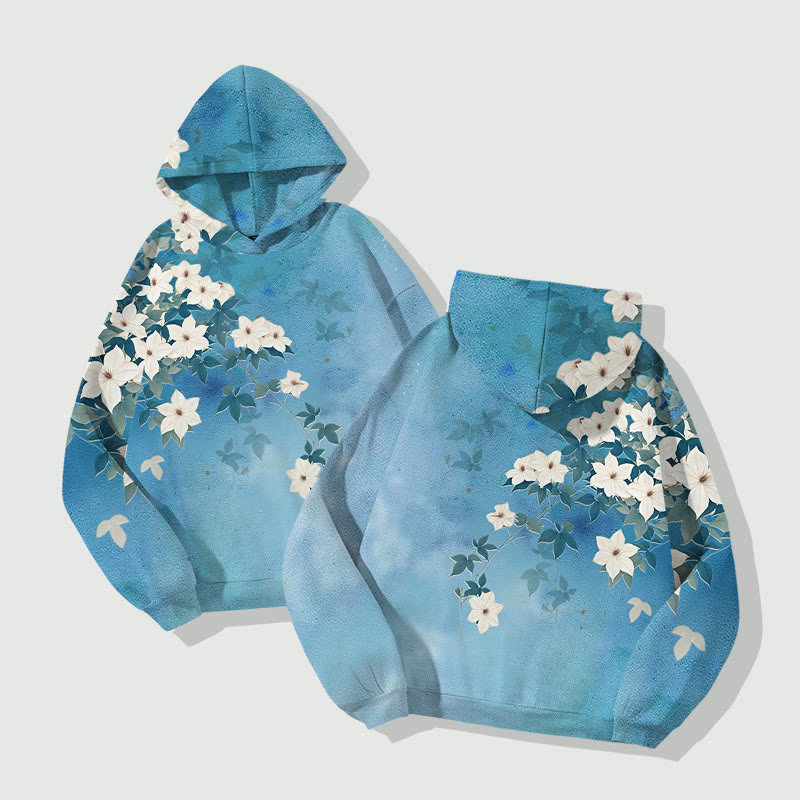 Japanese Vintage Jasmine Blossom Art Print Long Sleeve Hoodie - image 4