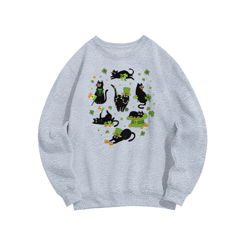 St. Patrick's Lucky Black Cats Print Sweatshirt - Grey - US16-18(2XL) - image 6