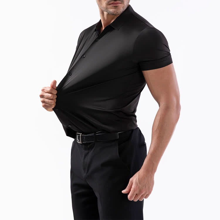 Gentle Office Man High Elasticity Non-iron Short-sleeve Thin Shirt - image 8