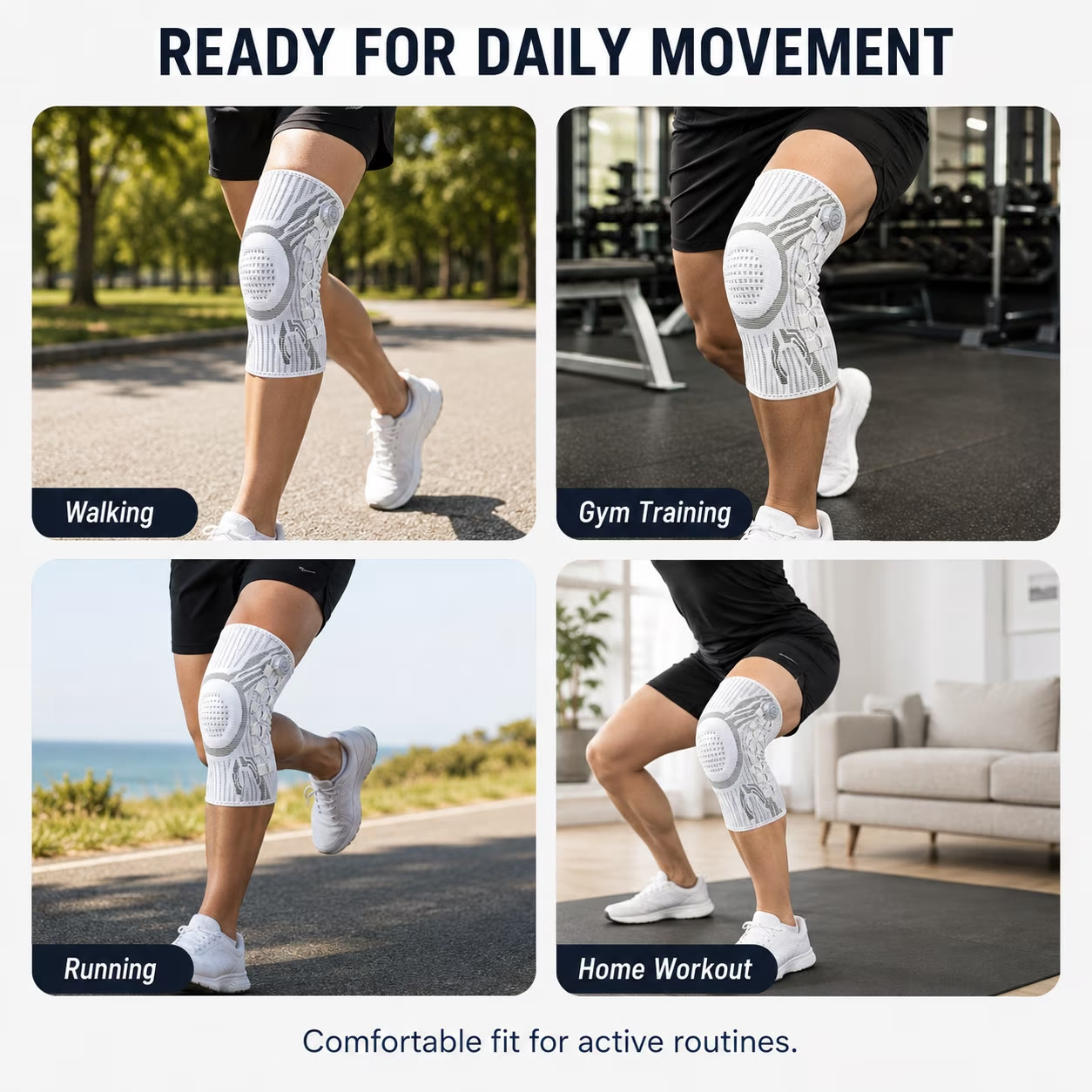 Knee Sleeve with Dial Fit System & Dual Side Stabilizers, Adjustable Compression Knee Support for Men & Women - image 12