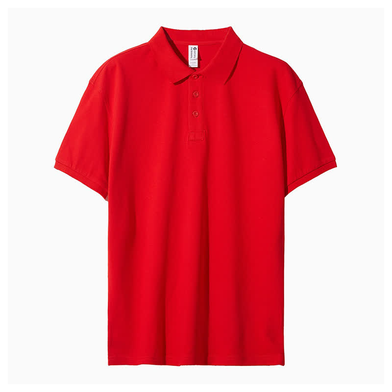 Men’s Casual Solid Color Simple Polo Shirt - Red - 4XL - image 7