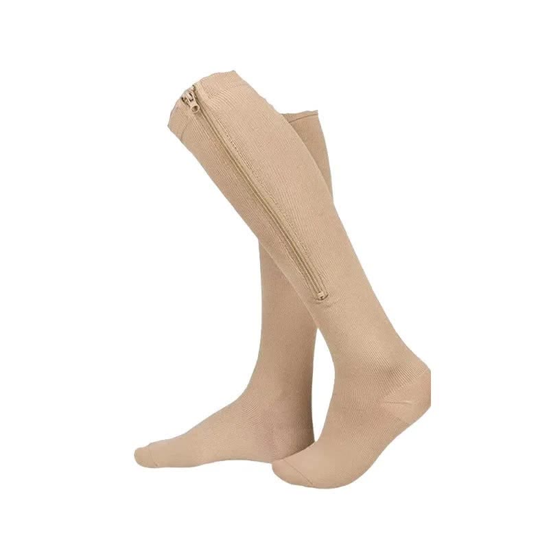 Easy-On Zipper Compression Socks – Comfortable Everyday Support - Nude - XXL (195-250 lbs+) - Classic - image 17