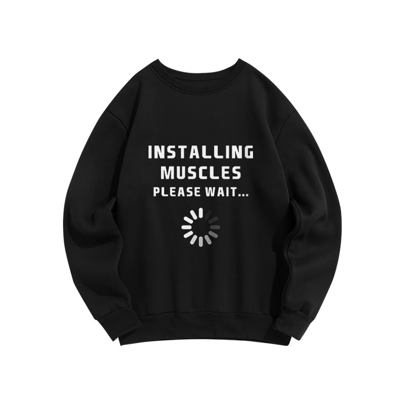 Unisex Installing Muscles  Print Long Sleeve Crew Neck Sweatshirt - Black - US16-18(2XL) - image 5