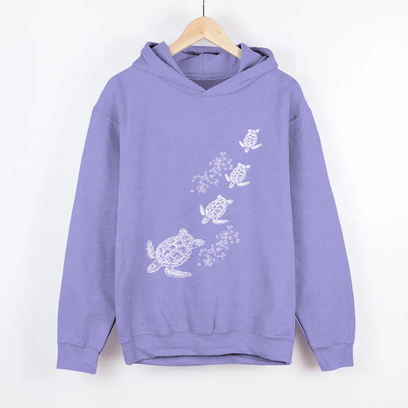 Sea Turtle Family Formation Print Long Sleeved Hoodie - Purple - 8XL - image 3