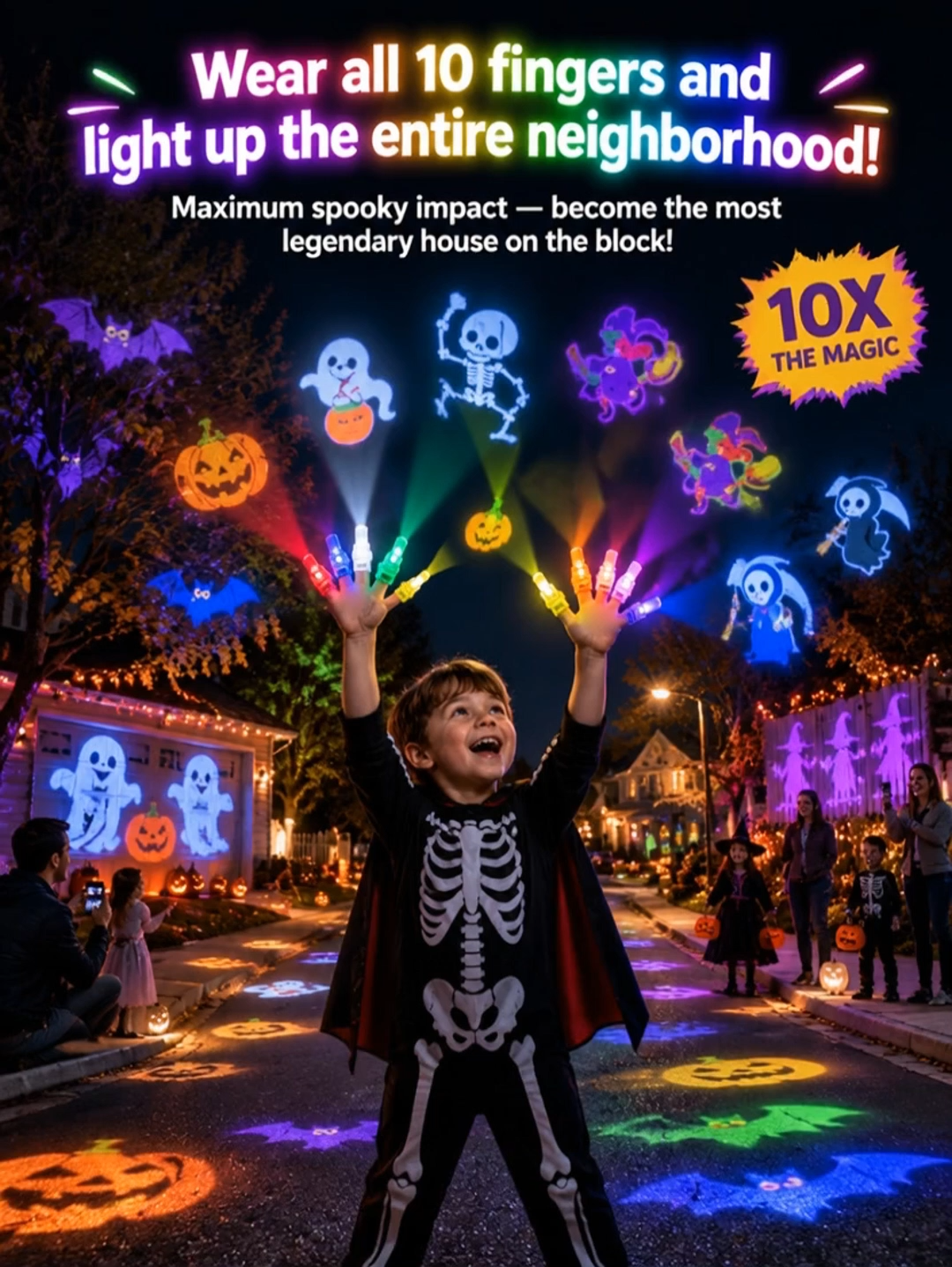 【Halloween projection finger lamp】Glow bright: 150ft visibility to stop traffic, No more dark nights!