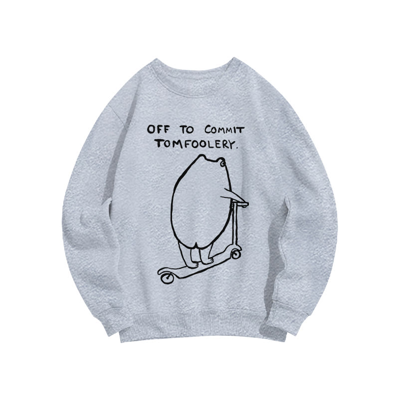 Frog Ready To Do Something Naughty Pattern Print print Long Sleeve Sweatshirt - Grey - US16-18(2XL) - image 3