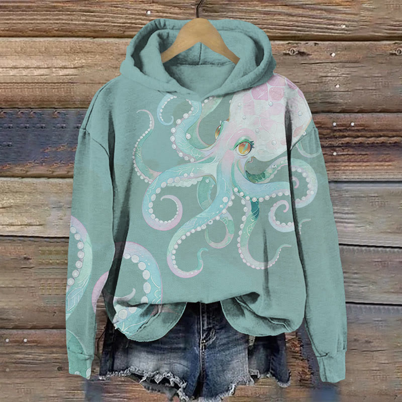 Fantasy Octopus Art Print Long Sleeve Hoodie - image 4