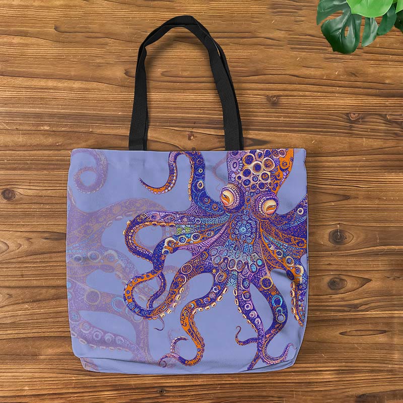 Unique Exquisite Octopus Pattern Art Print Bag - Light Purple - one size - image 5