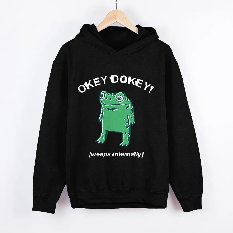 Unisex Strong On The Outside Fragile On The Inside Frog Pattern Long Sleeved Hoodie - Black - US44-46(8XL) - image 5