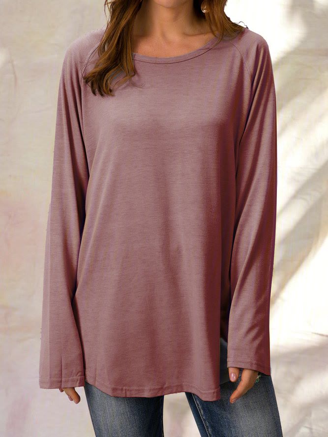 Women's Plus Size Solid Color Round Neck Long Sleeve Casual Tunic Top  - image 20