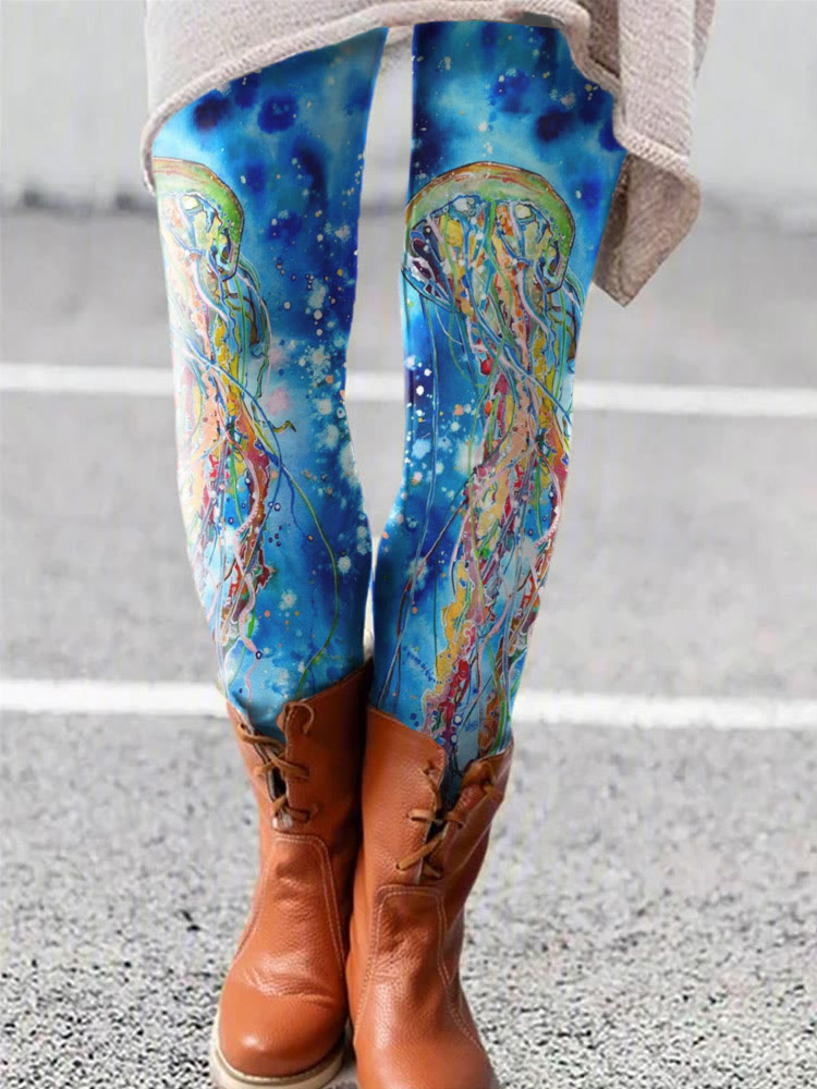 Coastal Jellies Art Print Leggings