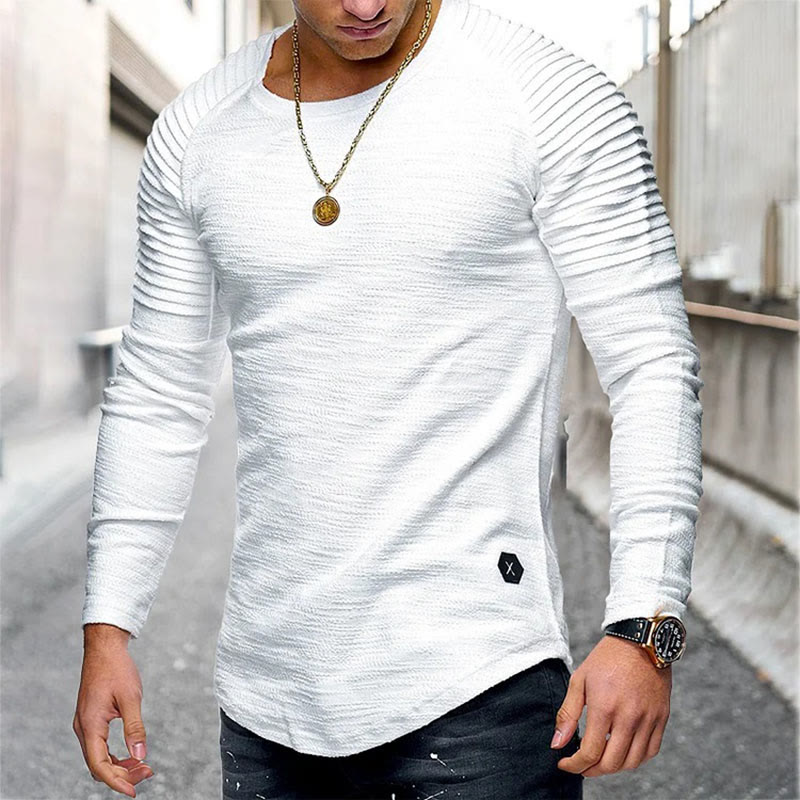 Men's Crew Neck Tight Thermal Unique Long Sleeve T-shirt - White - 3XL - image 3