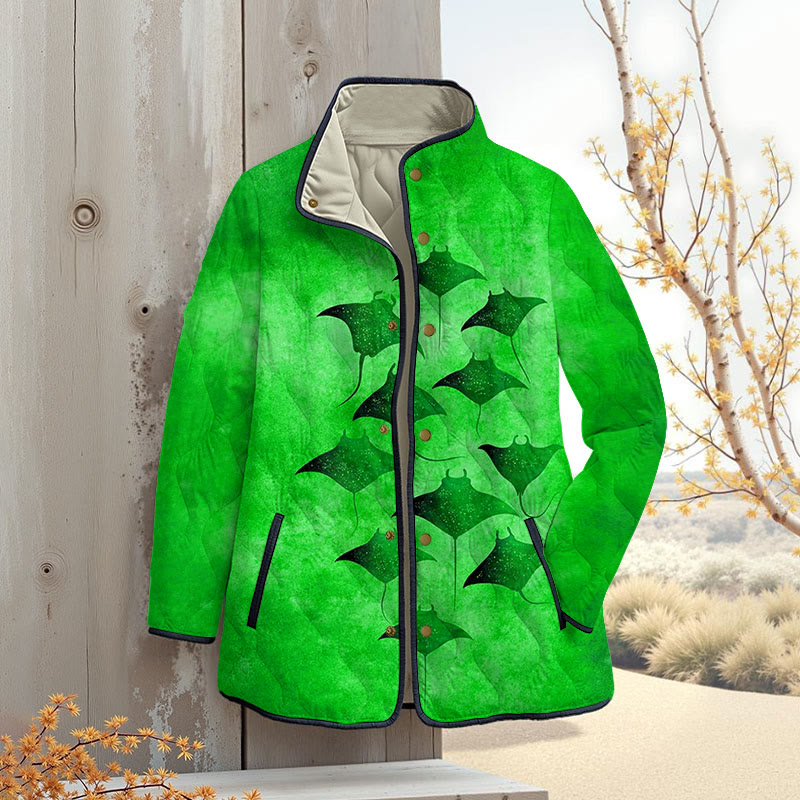 Vintage Manta Ray Art Print Outerwear Jackets - Green - 4XL - image 5