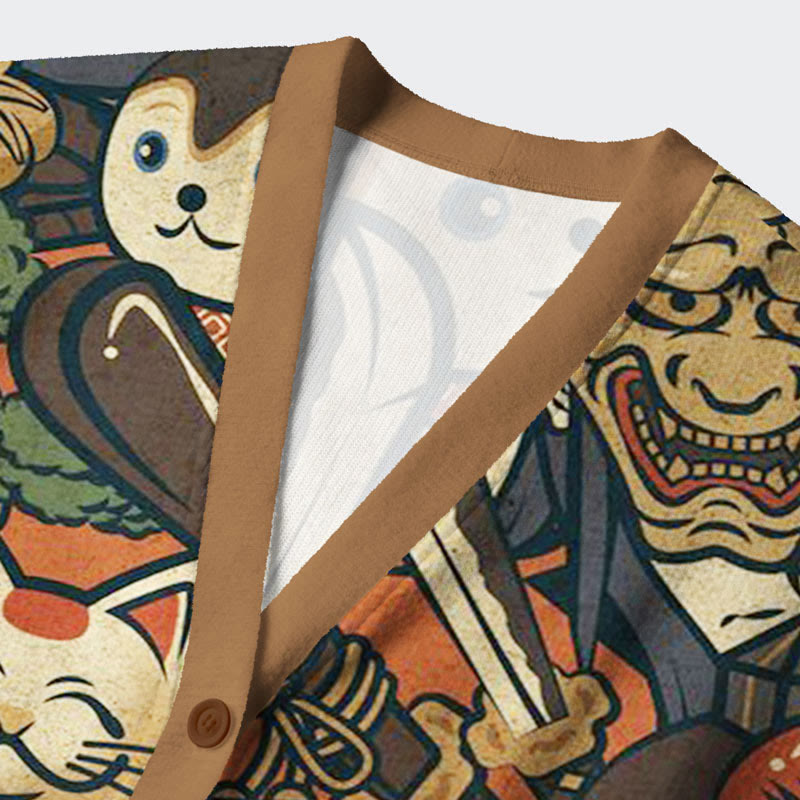 Japanese Traditional Pattern Long Sleeved Cardigan Sweater - image 3