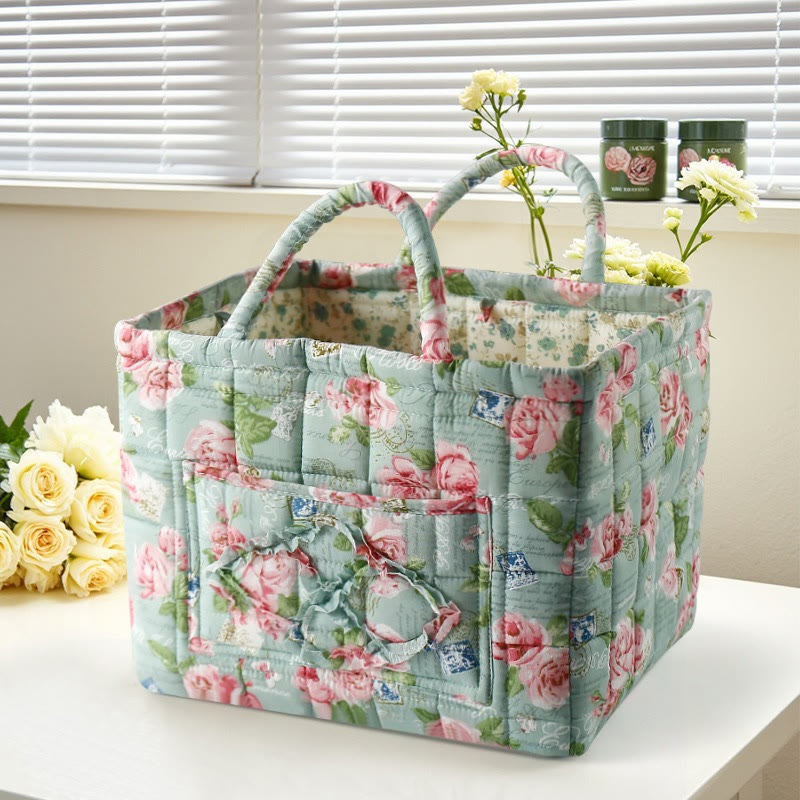 Elegant Floral Pattern Quilted Storage Basket - 6450 - 33*27*28 - image 6