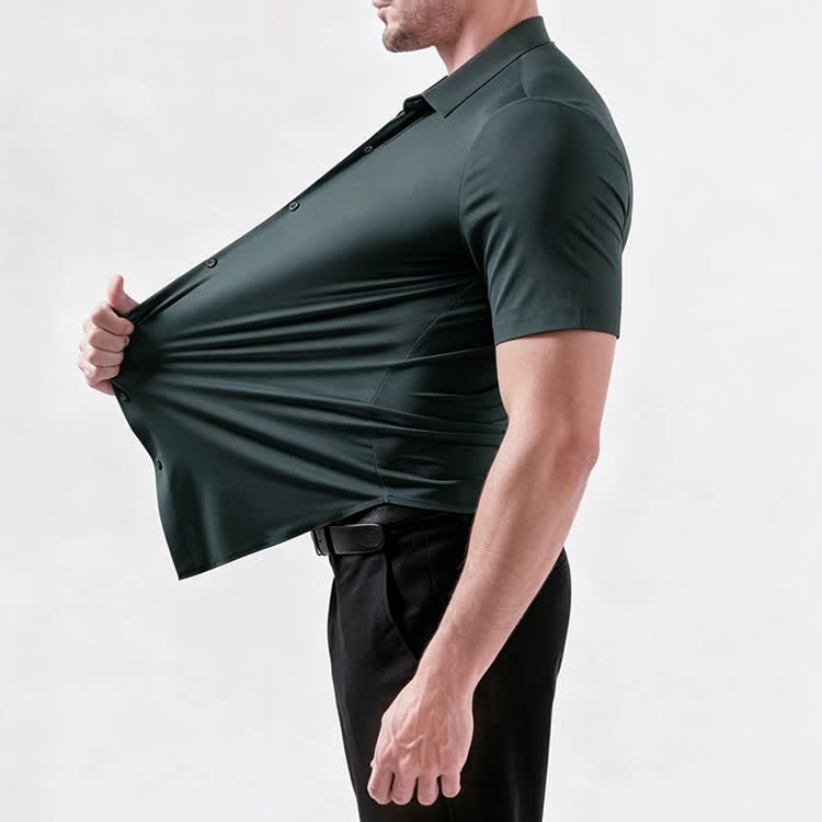 Gentle Office Man High Elasticity Non-iron Short-sleeve Thin Shirt - image 16