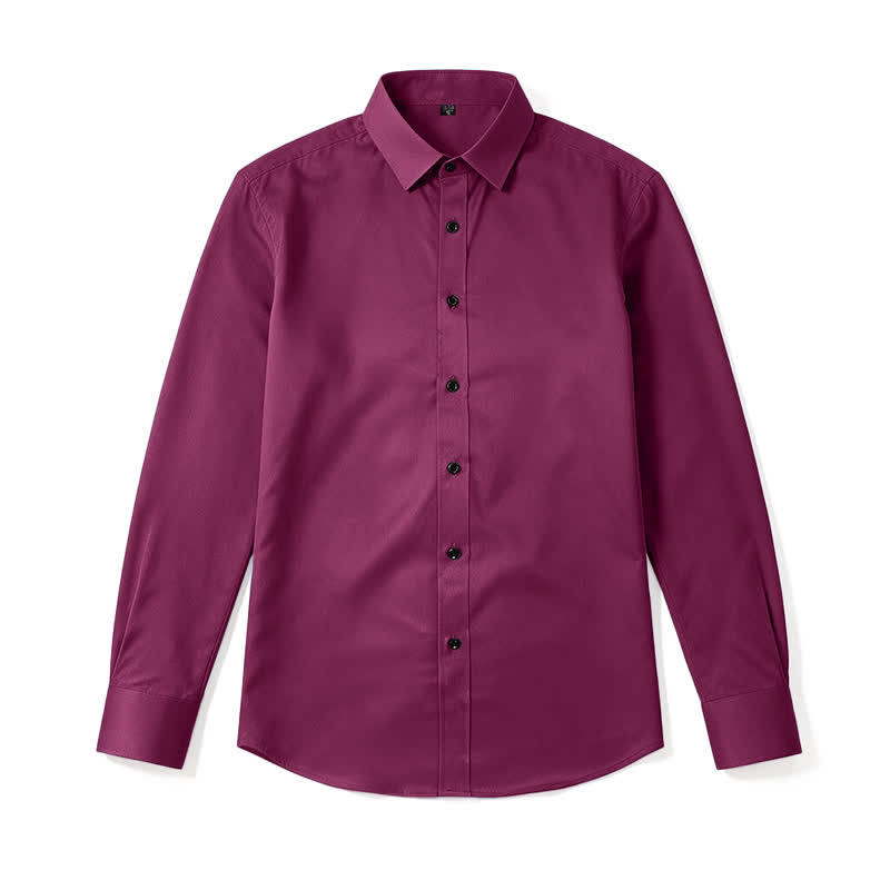 Men's Solid Color Long Sleeve Dress Shirt - Rose - 48 - image 14