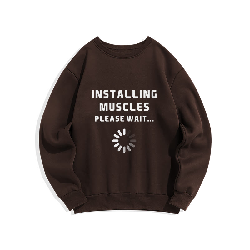 Unisex Installing Muscles  Print Long Sleeve Crew Neck Sweatshirt - Coffee - US16-18(2XL) - image 7