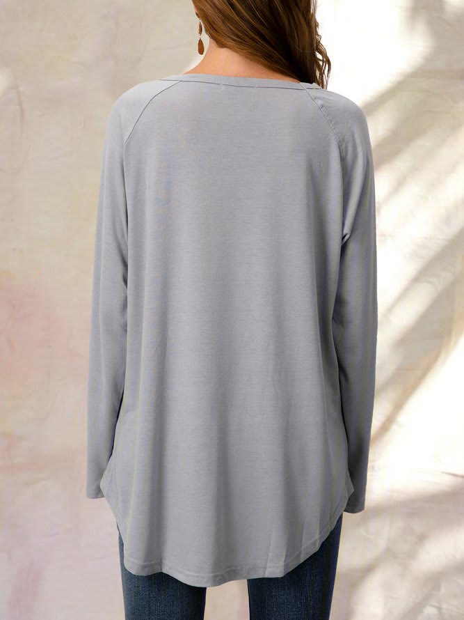 Women's Plus Size Solid Color Round Neck Long Sleeve Casual Tunic Top  - image 4