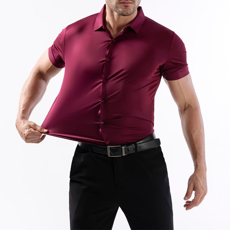 Gentle Office Man High Elasticity Non-iron Short-sleeve Thin Shirt - image 17