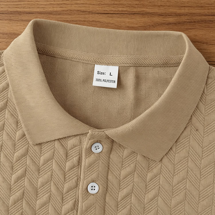 Cozy Solid Classic Texture Short-sleeve Button Polo Shirt - image 16
