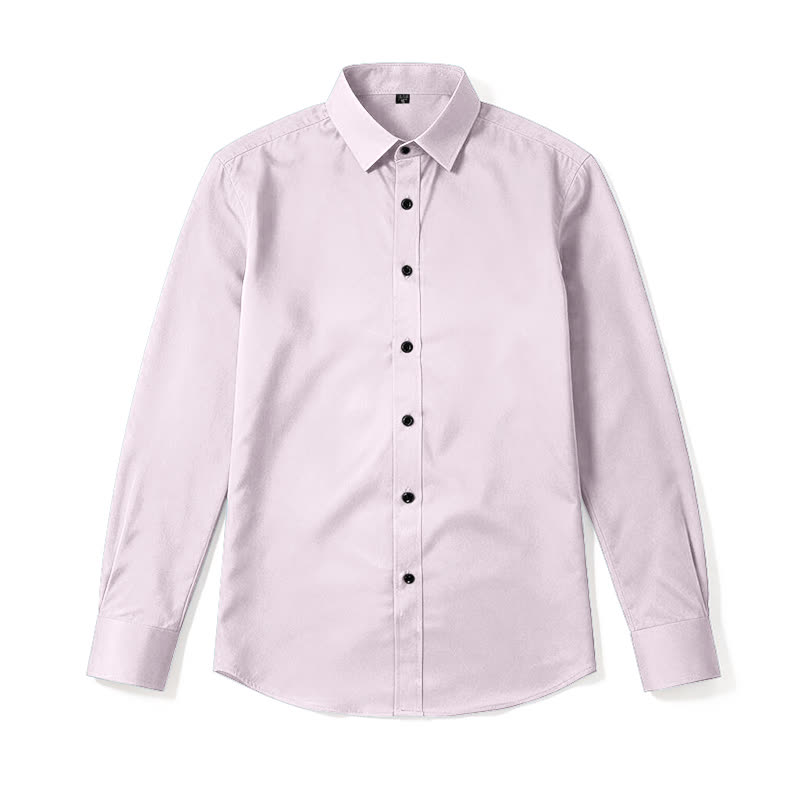 Men's Solid Color Long Sleeve Dress Shirt - Pink - 48 - image 7