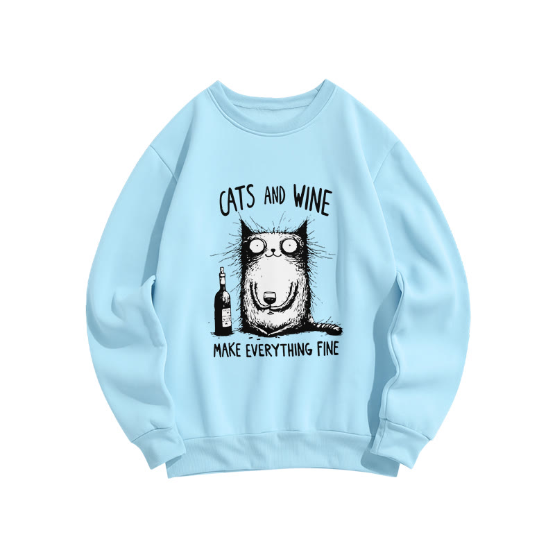 UnisexFun Fried Cat And Liquor Slogan Prints Print Long Sleeve Crew Neck Sweatshirt - Blue - US16-18(2XL) - image 4