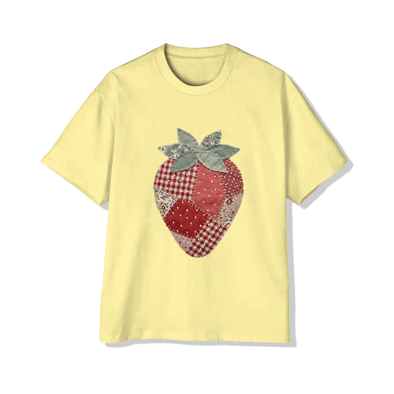 Pastoral Strawberry Print Pattern Cotton Print T-shirt - image 14