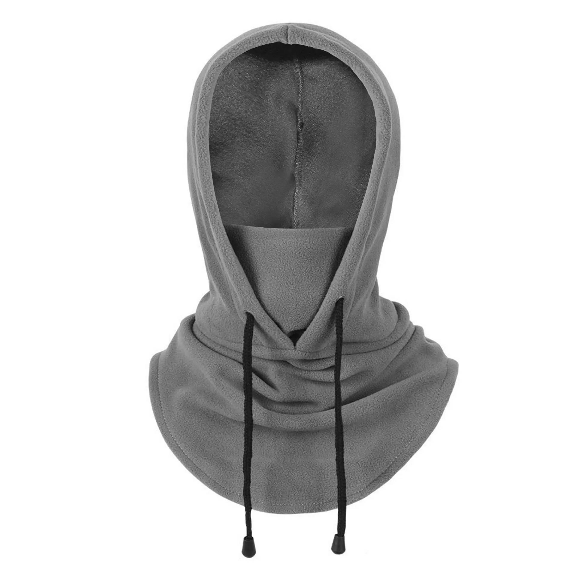 Derong Thermal Drawstring Windproof Balaclava Hood - Light Gray - one size - image 15