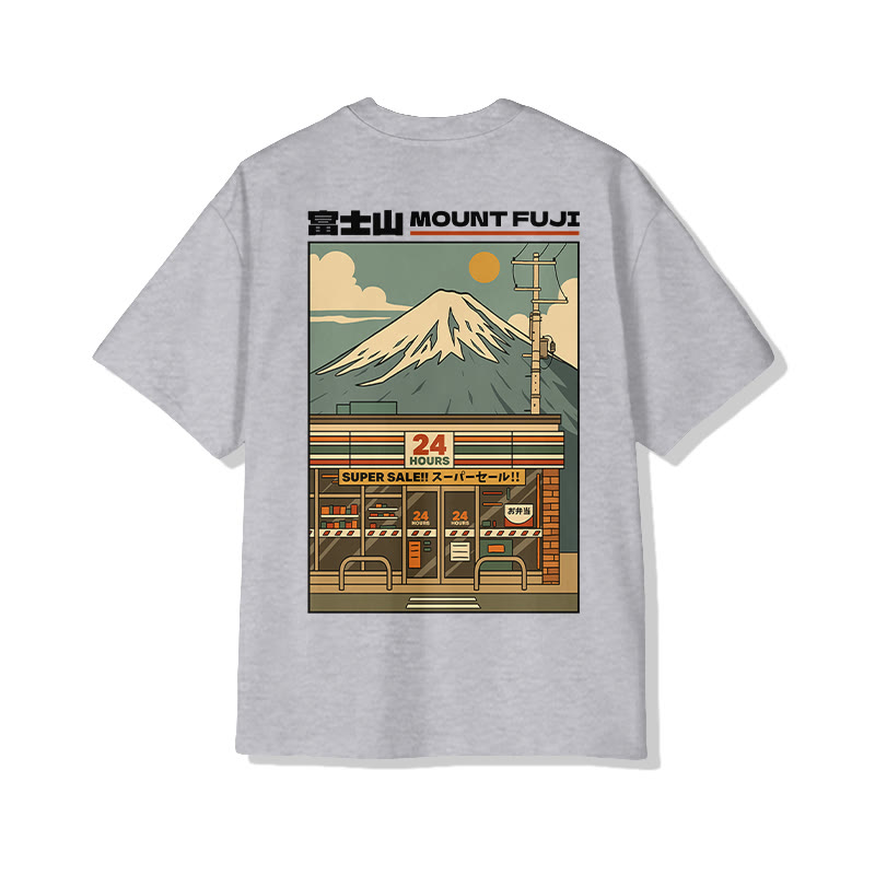 Unisex Fuji Mart Print Short-Sleeve Crew Neck T-Shirt - Grey - 2XL - image 7