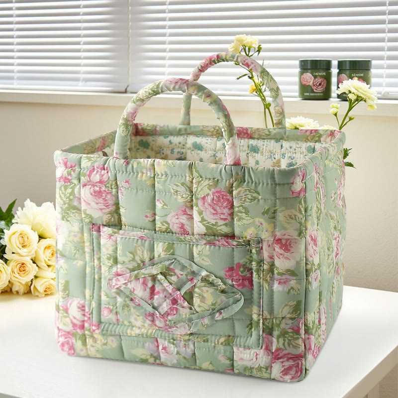 Elegant Floral Pattern Quilted Storage Basket - 2233 - 33*27*28 - image 7