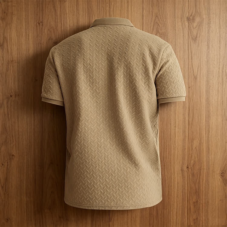 Cozy Solid Classic Texture Short-sleeve Button Polo Shirt - image 15