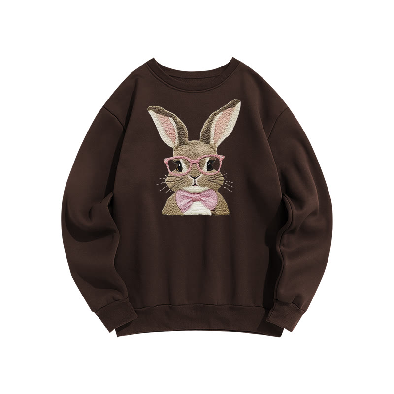 Easter Bunny with Glasses print sweatshirt - Coffee - US16-18(2XL) - image 5