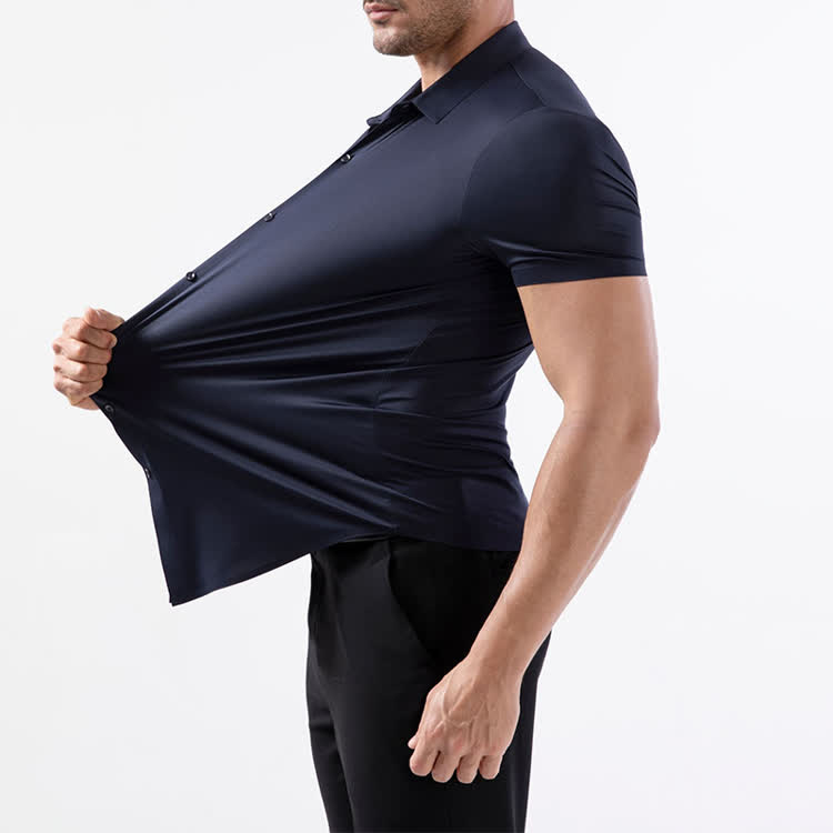 Gentle Office Man High Elasticity Non-iron Short-sleeve Thin Shirt - image 9