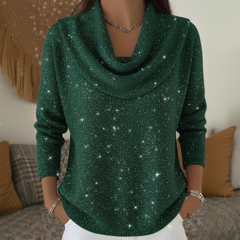 Sparkling Starry Sky Long Sleeved Sweater - Dark Green - 3XL - image 3