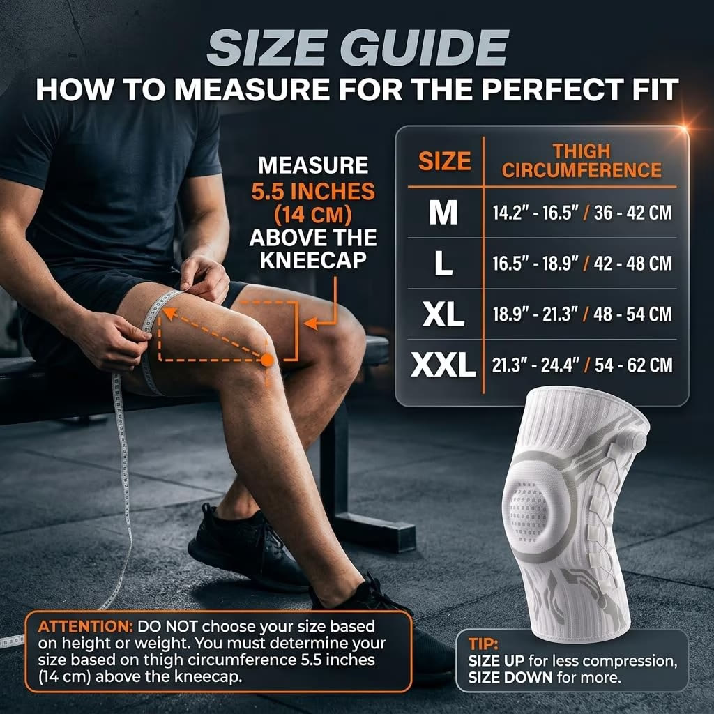 Knee Sleeve with Dial Fit System & Dual Side Stabilizers, Adjustable Compression Knee Support for Men & Women - image 7