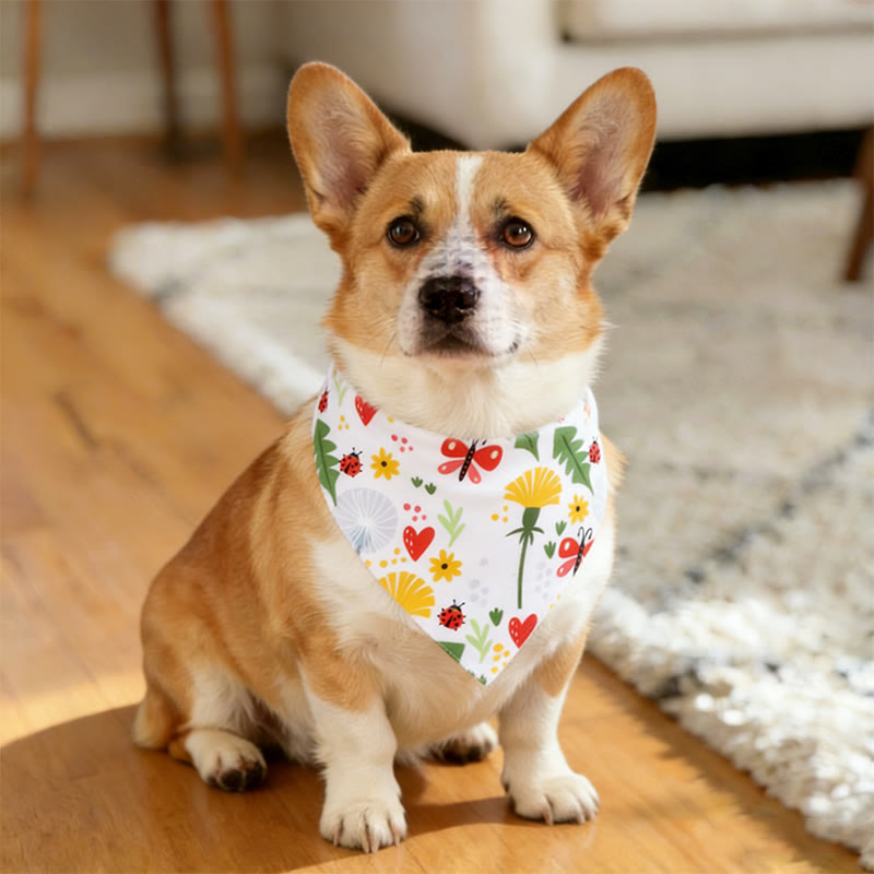 Cute Floral Pattern Prints dog and cat bandana - 2 - 45*45 - image 5