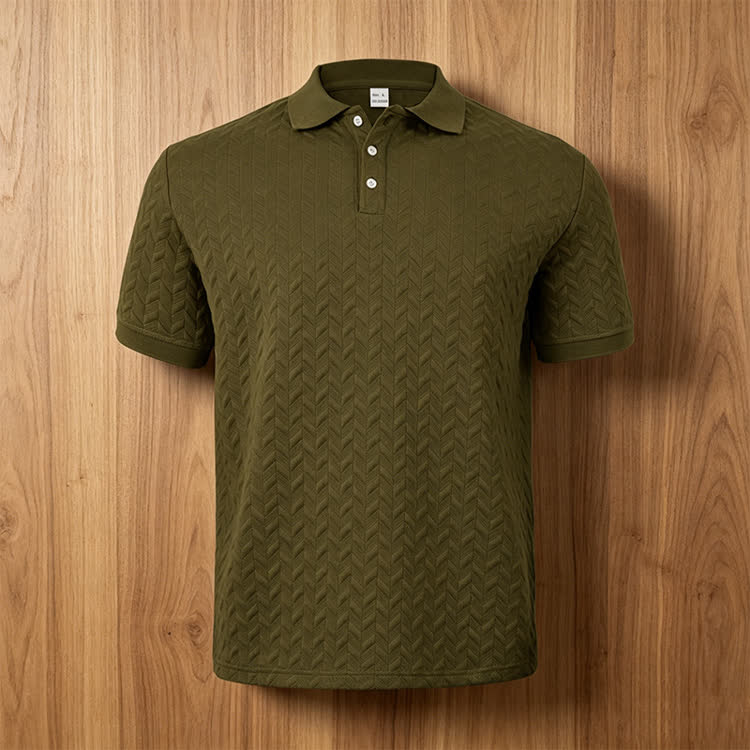 Cozy Solid Classic Texture Short-sleeve Button Polo Shirt - image 11
