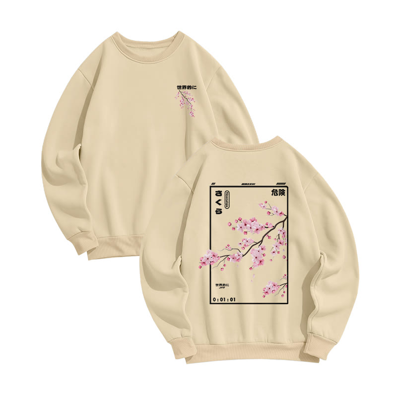 Unisex Cherry Blossom  Print Long Sleeve Crew Neck Sweatshirt - image 7