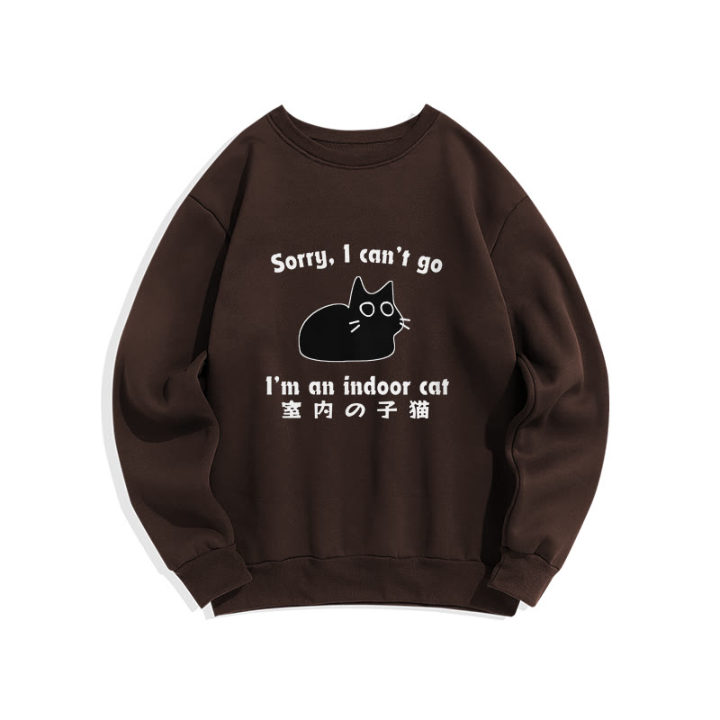 I'm An Indoor Cat Print Crew Neck Sweatshirt - Coffee - US16-18(2XL) - image 5