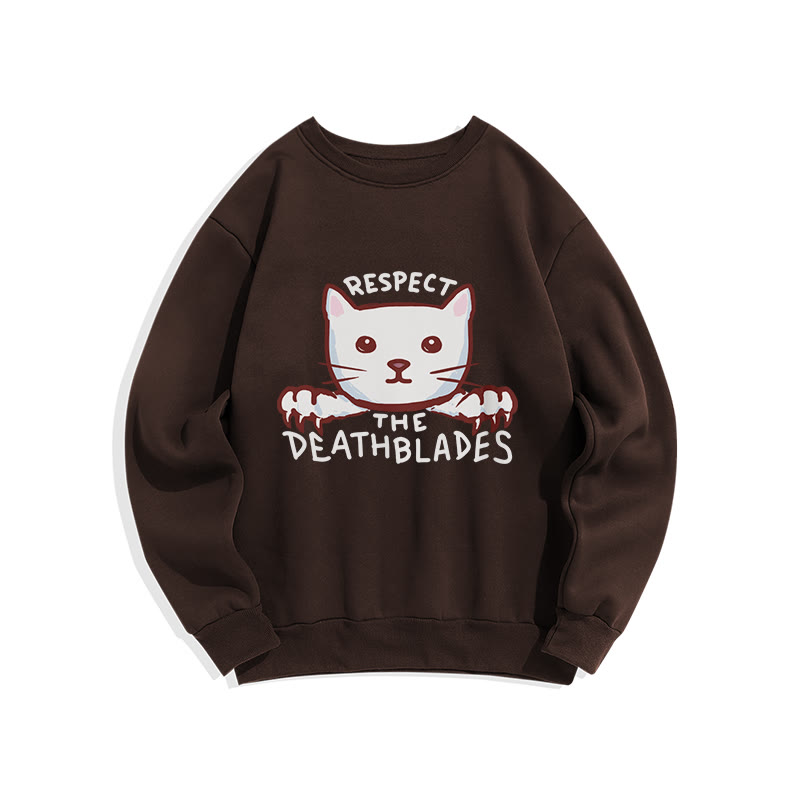 Unisex Cat  Print Long Sleeve Crew Neck Sweatshirt - Coffee - US16-18(2XL) - image 7